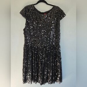 Sparkling Black Sequin Juniors Dress